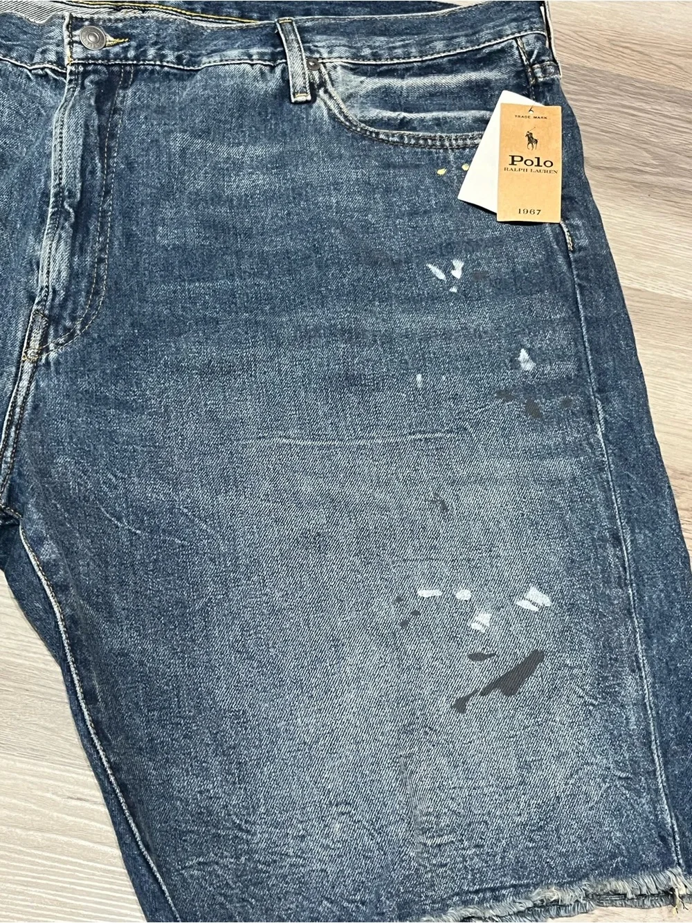 Polo Ralph Lauren Hampton Relaxed Straight Denim Shorts Blue Authentic Mens 46B